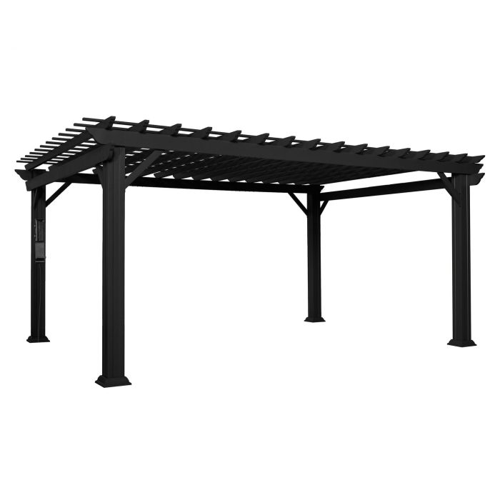 16×12 Stratford Traditional Steel Pergola With Sail Shade Soft Canopy - Image 9