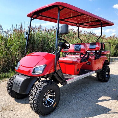 6 Passenger WildCat 48v Electric Golf Cart Limo LSV Low Speed Vehicle Six Seater – 48v – Red – BD600