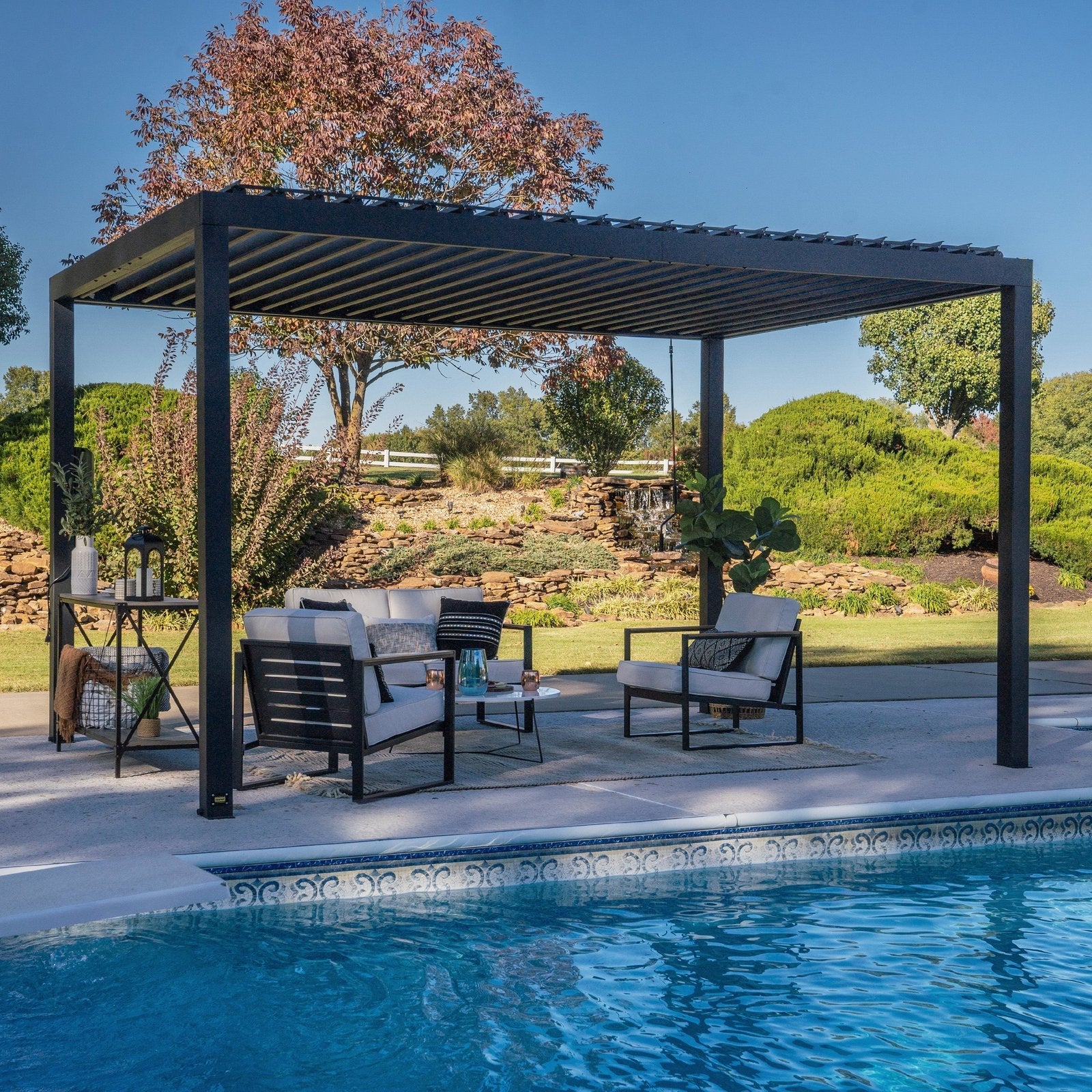 14×10 Sarasota Steel Louvered Pergola - Image 17
