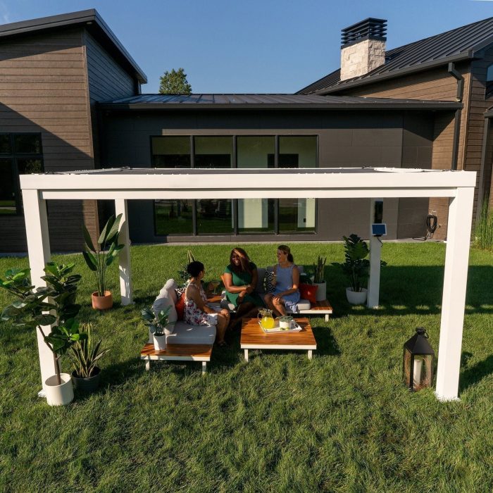14×10 Windham Modern Steel Pergola With Sail Shade Soft Canopy - Image 2