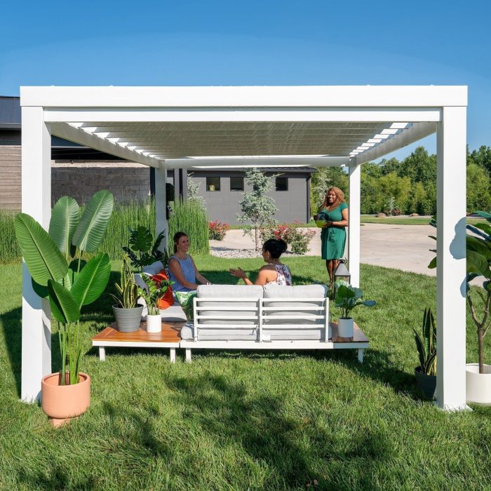 14×10 Windham Modern Steel Pergola With Sail Shade Soft Canopy - Image 3
